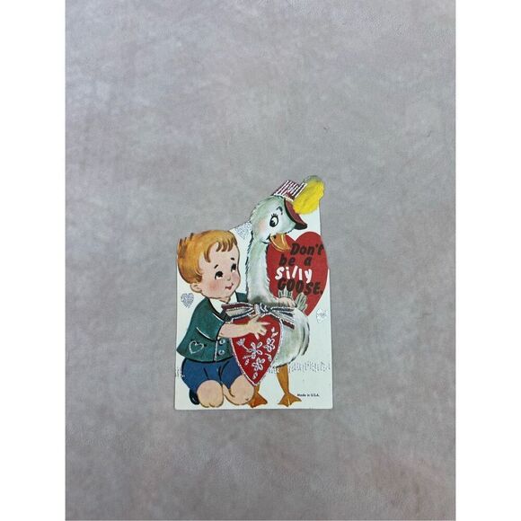 Vintage Valentine’s Day Card Silly Goose Ephemera - Picture 1 of 4